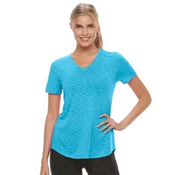 ❤️ 🆕 TEK GEAR Easy Burnout V-Neck Yoga Tee XL Petite - Picture 1 of 5